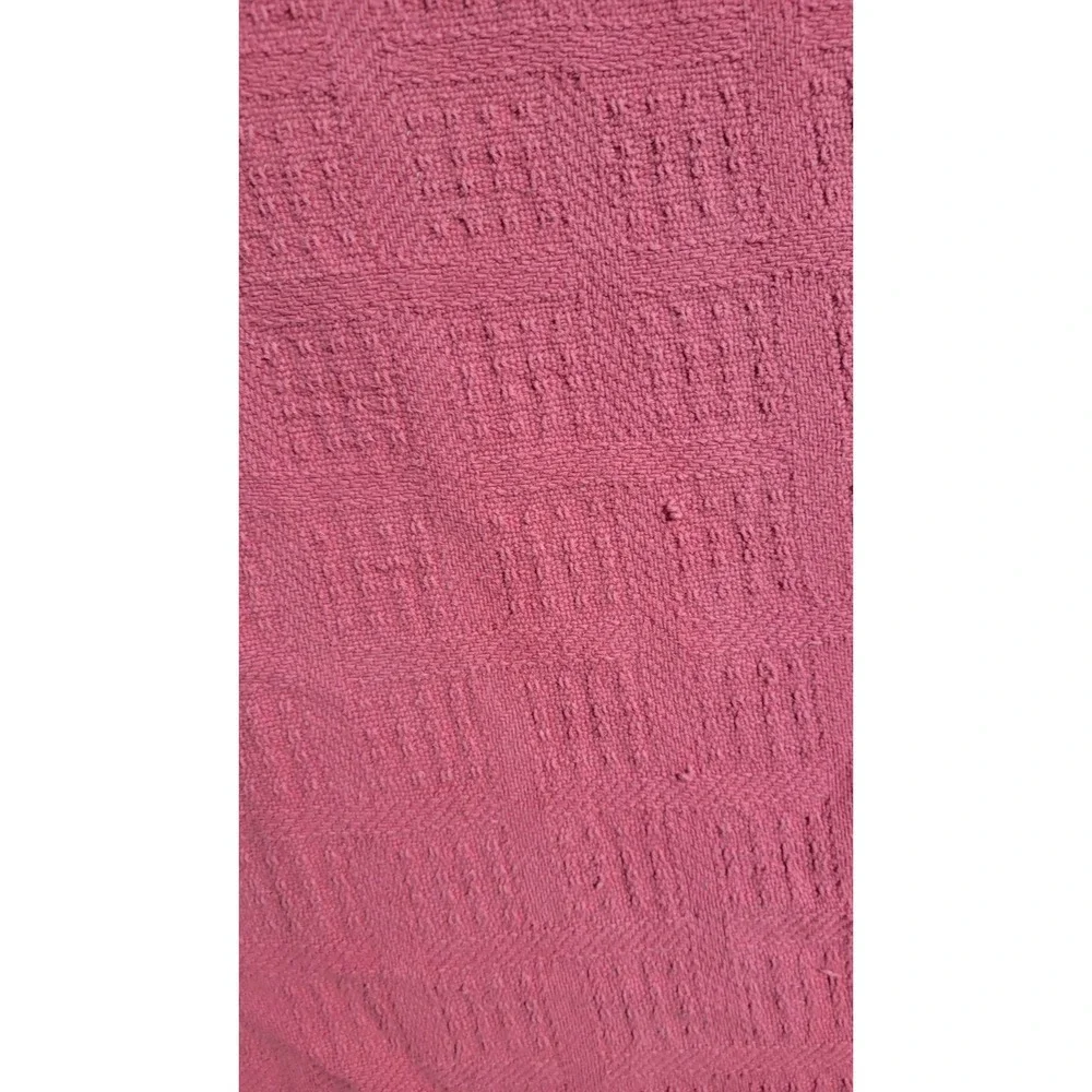 Vintage Maroon Textured Bedspread‎ Coverlet Geometric Full Queen 84x96